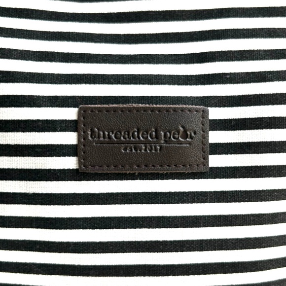 Threaded Pear Black & White Striped Tote Bag with Rope Handles - Picture 2 of 9